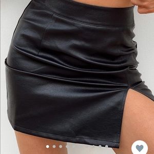 Black faux leather skirt